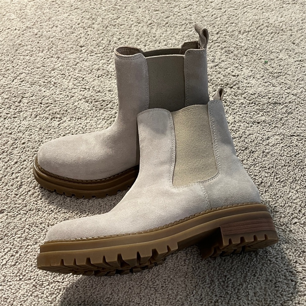 Steve Madden Cream Suede Ankle Boots
